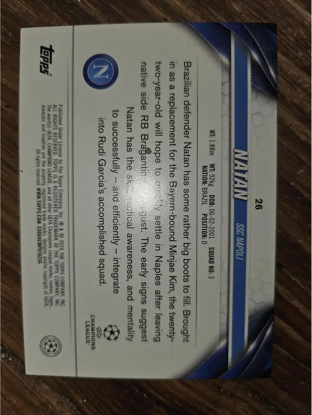 2023-24 Topps UEFA Club Competitions #Natan RC Rookie Card